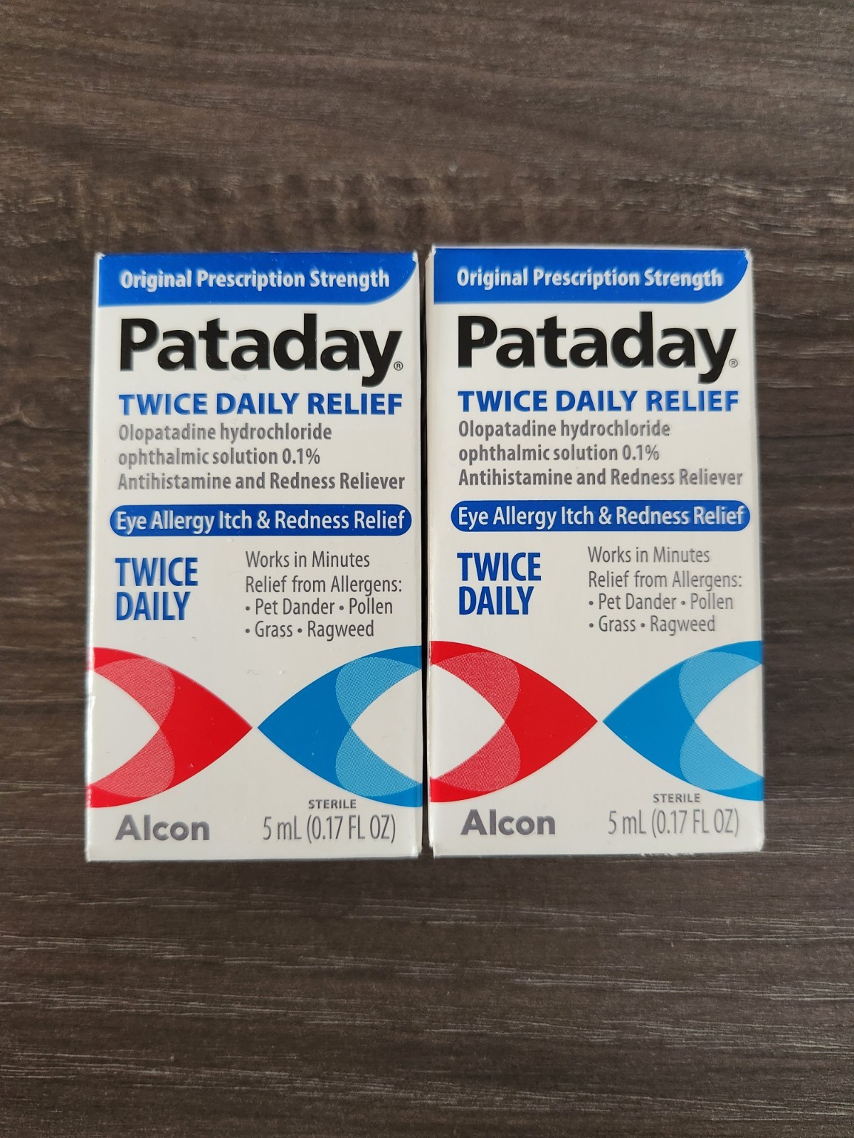 2x Pataday Twice Daily Eye Care Allergy Relief Eye Drops 5ml NEW Exp 01/27