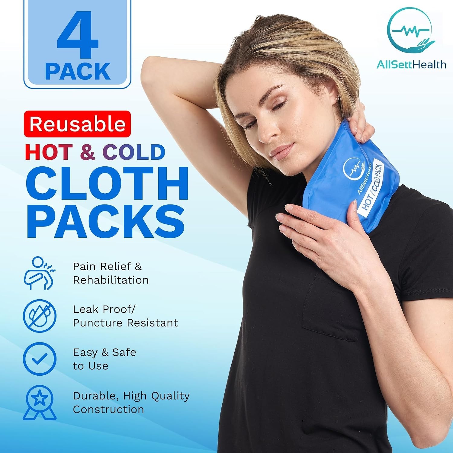 Natural & Safe Ice Packs for Swelling – Reusable 10.5 x 5 Inch Comfort Relief