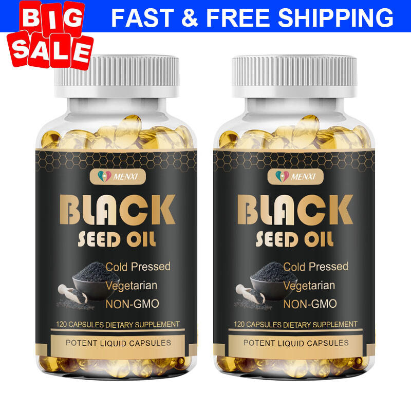 2PC 1000mg Black Seed Oil,Premium Cold Pressed,Non-GMO,Vegan,Premium Black Seed
