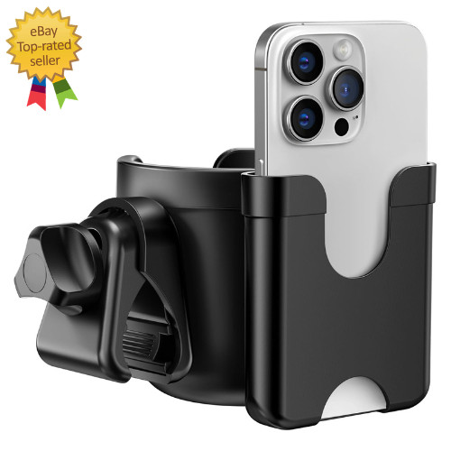 2-in-1 Universal Cup & Phone Holder for Walkers, Wheelchairs & Mobility Scooters