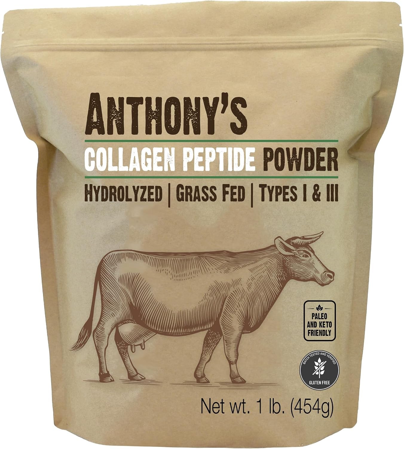 Anthony’s Collagen Peptide Powder 1 lb | Pure Hydrolyzed | Gluten Free | Keto