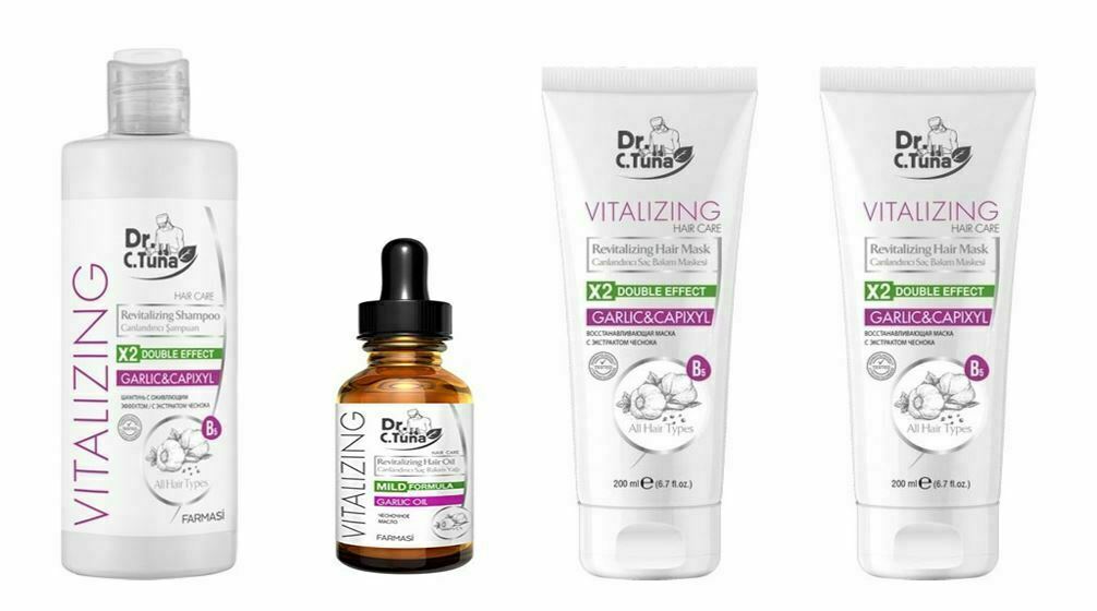 Farmasi Dr. C. Tuna Vitalizing Garlic & Capixyl Hair Care Set For 4 ct