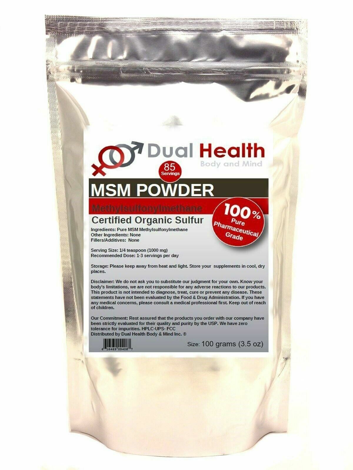 100g (3.5 oz) MSM Pure Methylsulfonylmethane Powder Pain Relief Joint Arthritis