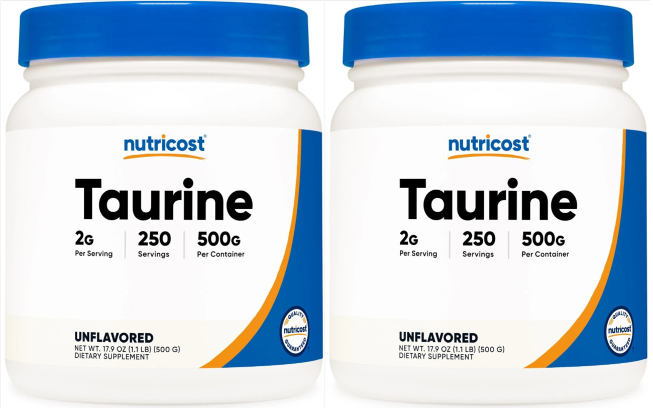 2 PACK – Nutricost Taurine Powder 500 Grams – 250 Servings, 2000mg Per Serving
