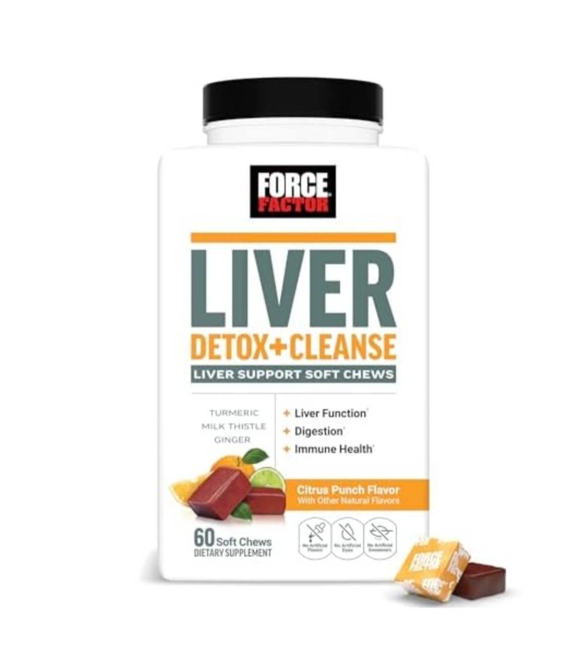 Force Factor Liver Detox + Cleanse Citrus Punch Soft Chews, Liver Support, 60ct