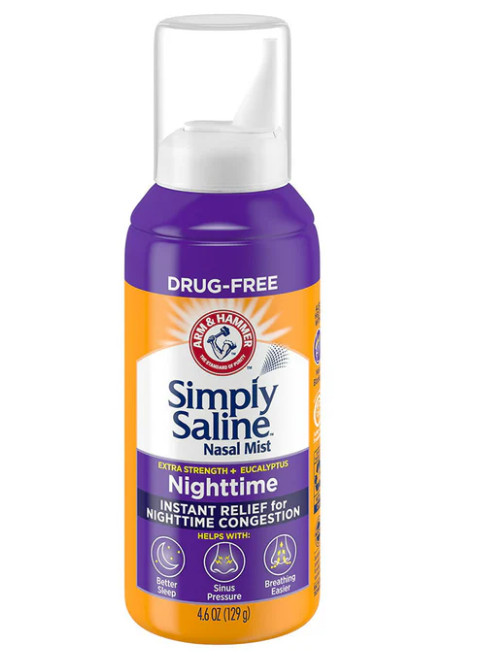Simply Saline Plus Nighttime Nasal Mist Eucalyptus Extra Strength 4.6 Oz Each