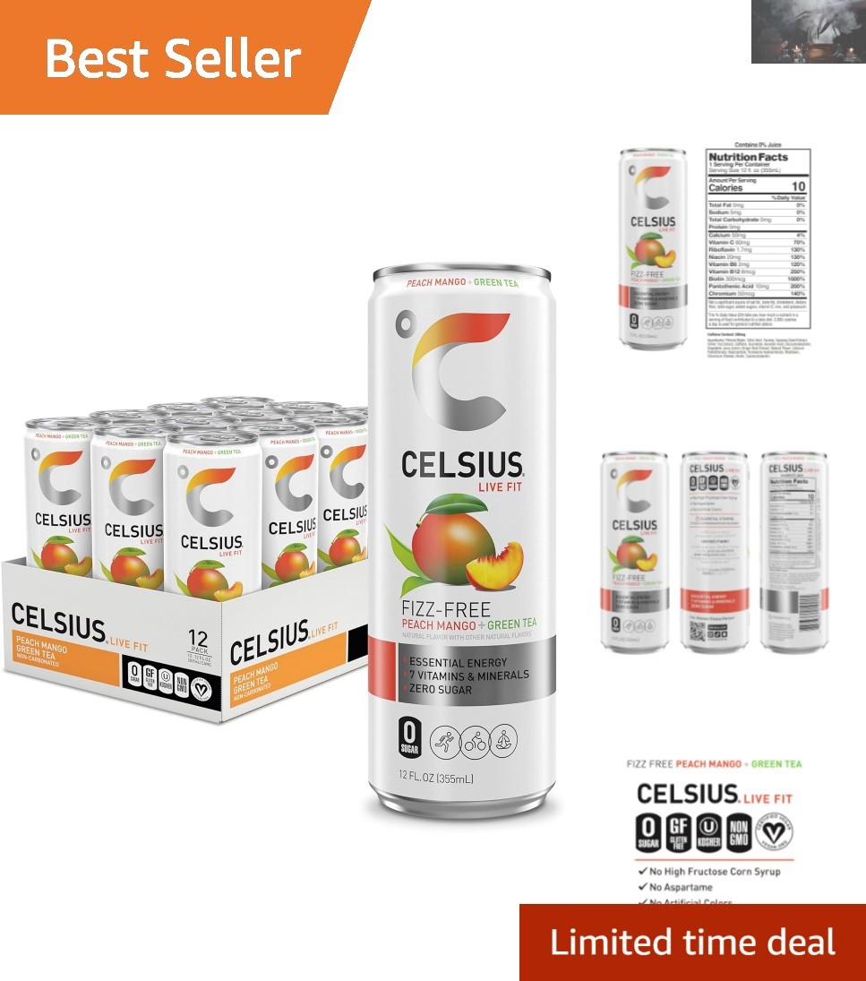 Peach Mango Green Tea Energy – Non-Carbonated, Gluten-Free, 12 Fl Oz Can