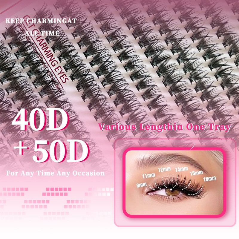 Black & Colorful Large Capacity Single Cluster Eyelash Book – Mixed Volumes