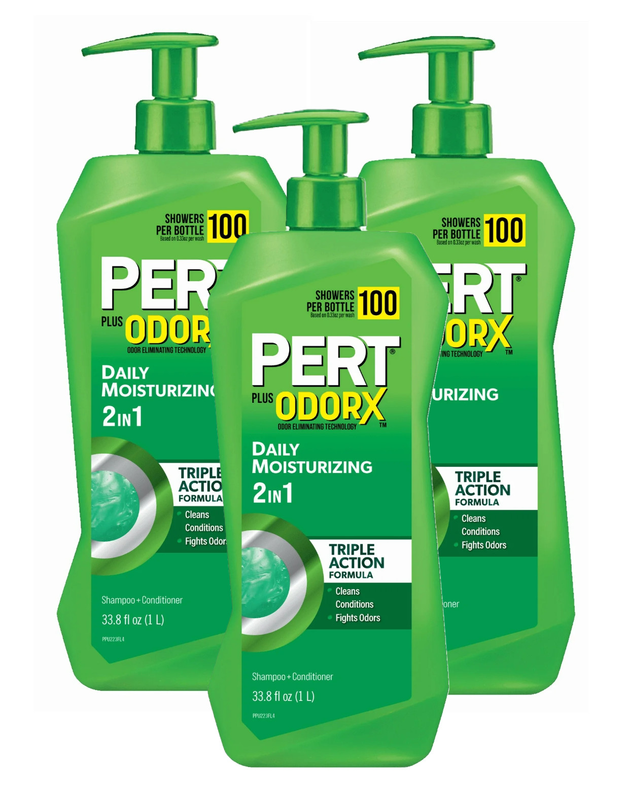 Pert Plus OdorX Daily Moisturizing 2-in-1 Triple Action Formula 33.8 fl (3 Pack)