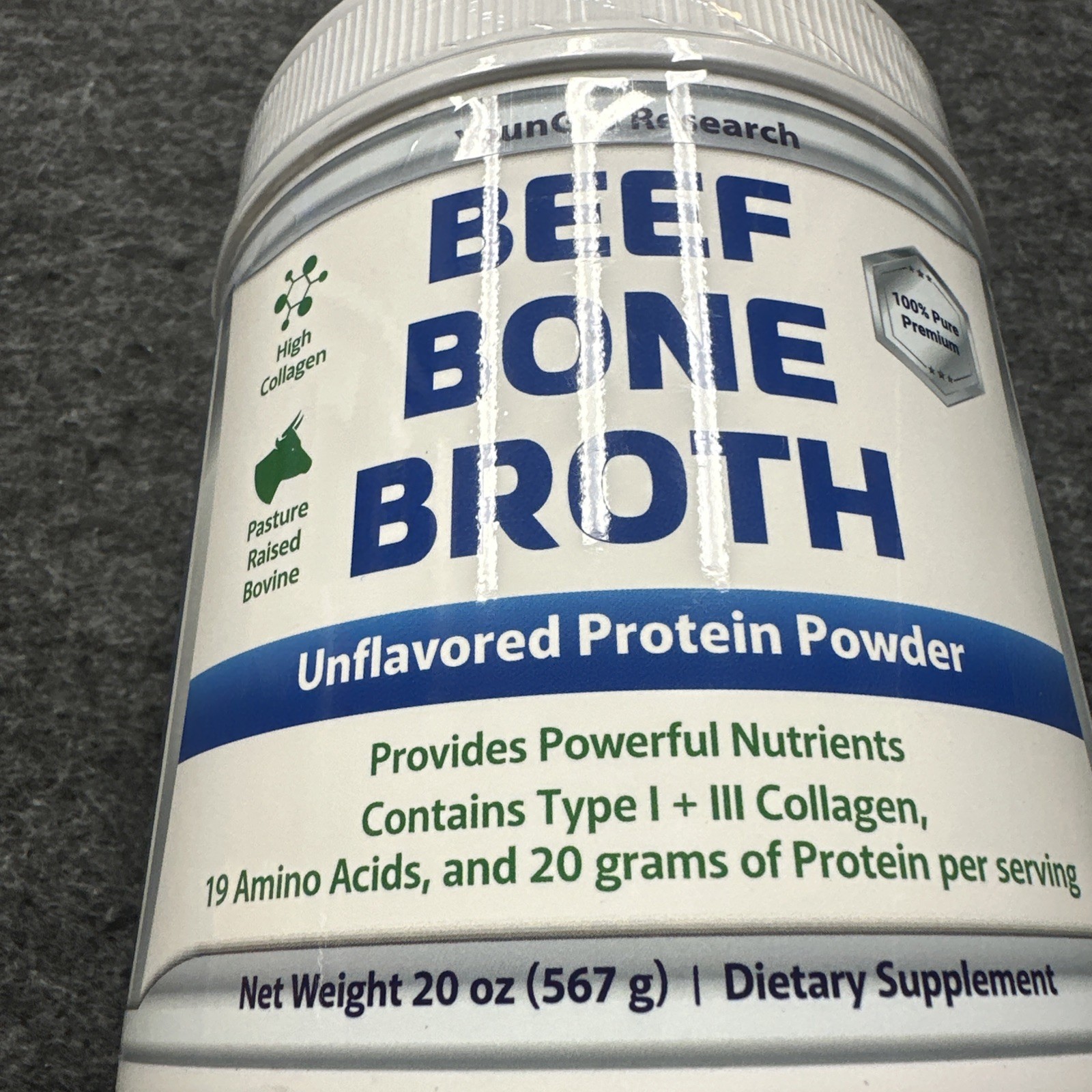 YounGlo Research – Bone Broth Beef Protein Powder – 20 Oz Bb 1/2028