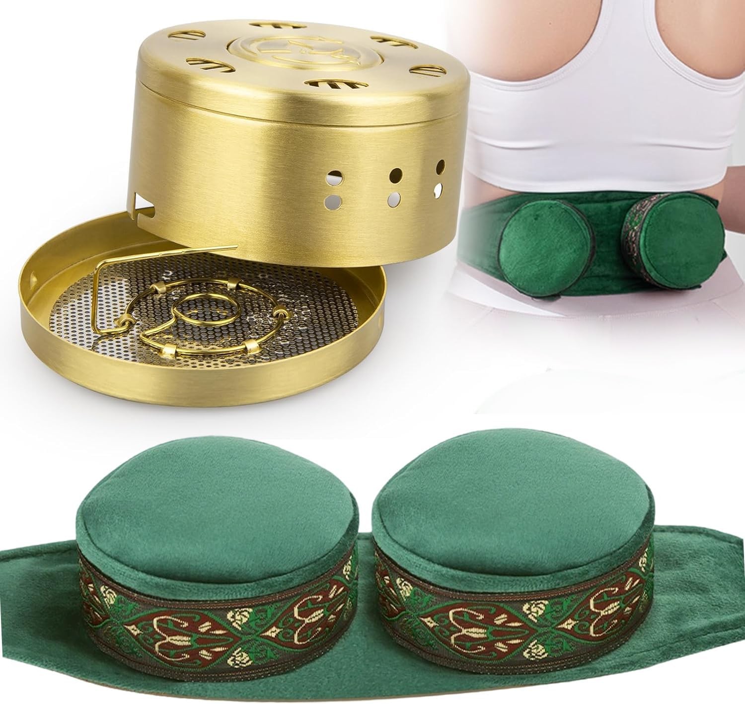 Portable Smokeless Copper Moxa Box for Moxibustion Therapy and Treatment