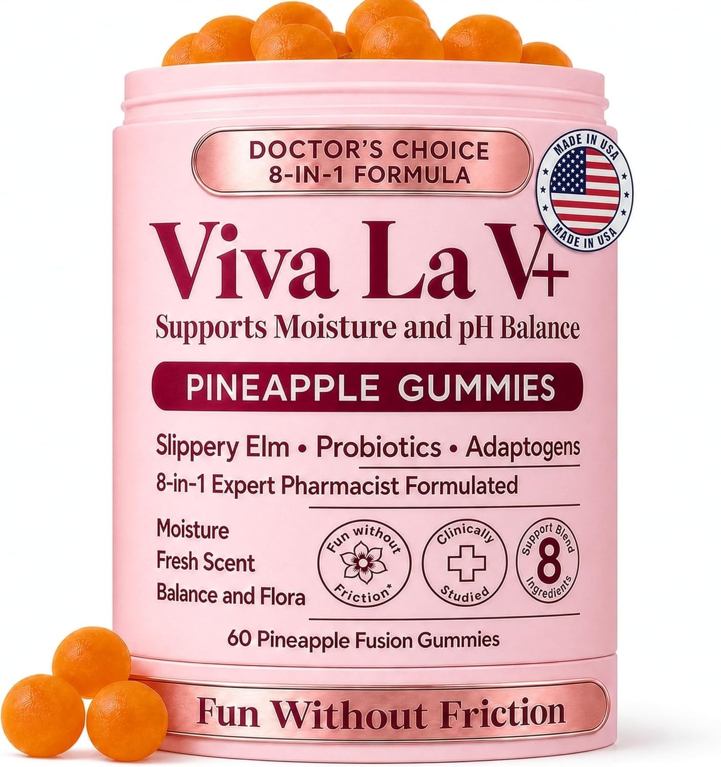 Viva La V+ 8 in 1 Supports Moisture And pH Balance Gummies for Women (60 Ct)