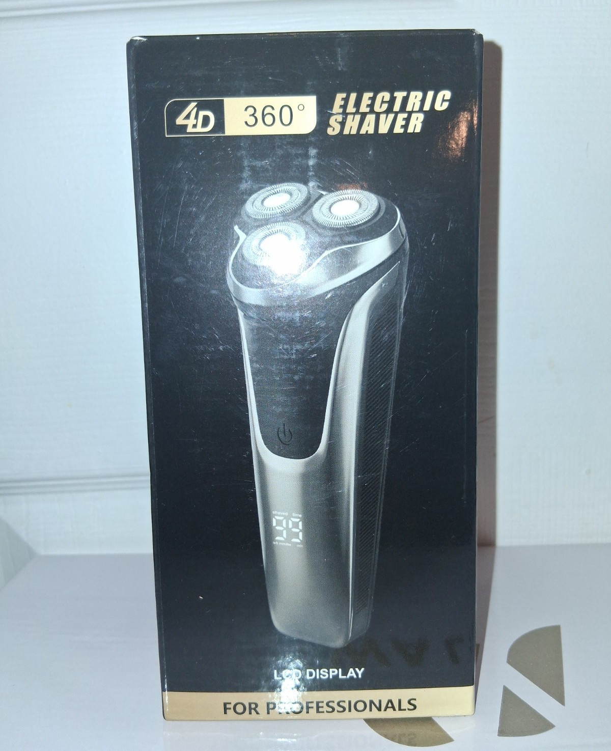 4D 360° Men’s Facial Shaver 3-Head Rotary LED Display Battery Power