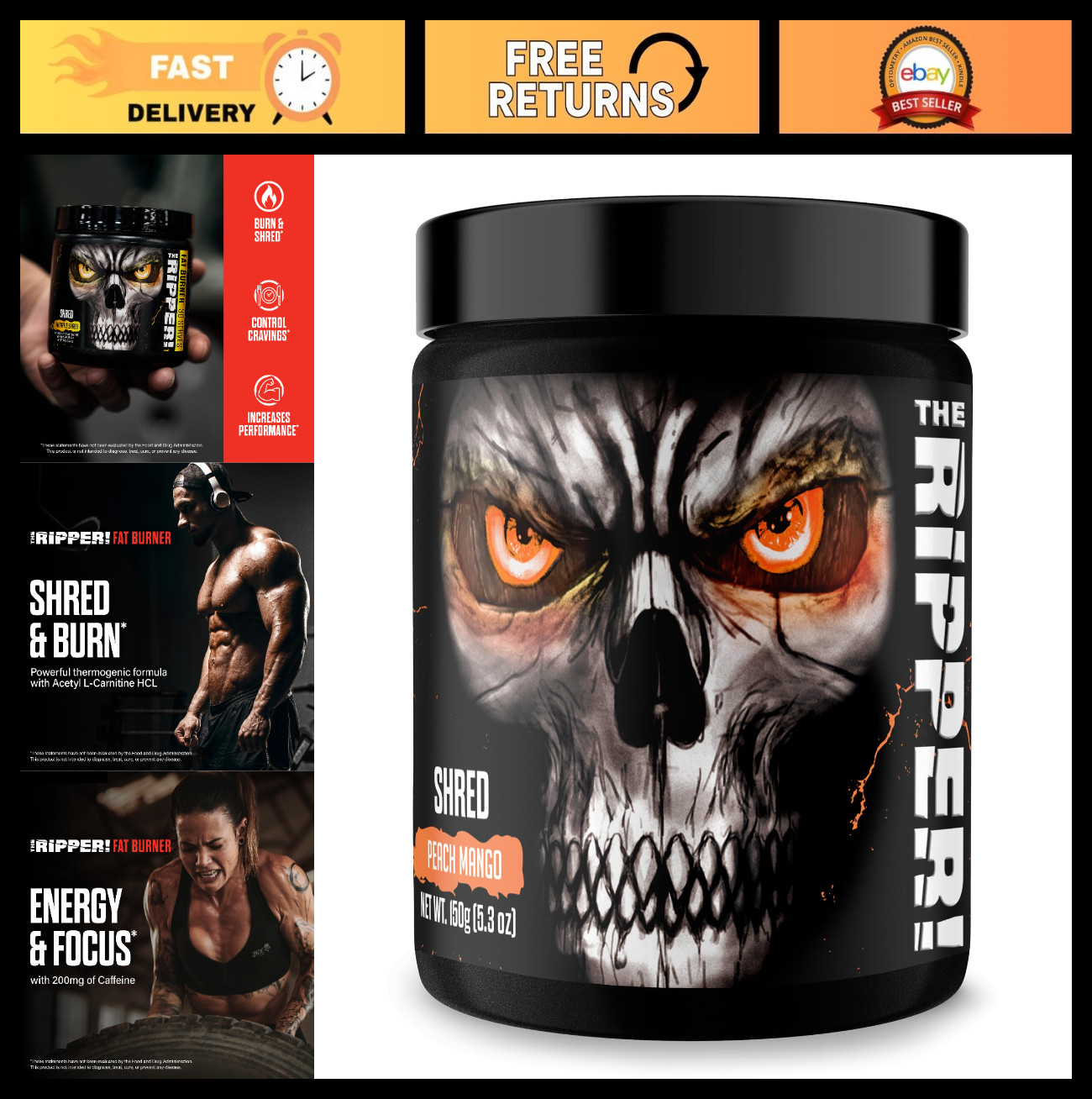 Fat Burner Powder – Peach Mango, 30 Servings | Thermogenic Pre Workout, Energy B