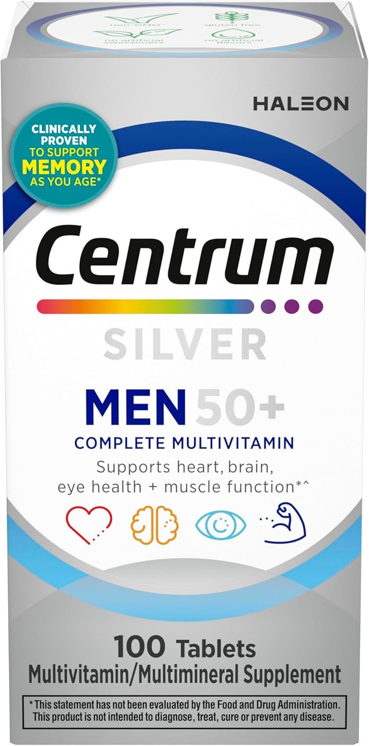 Centrum Silver Mens 50 Plus Multivitamin With Vitamin B & D3, 100 Count