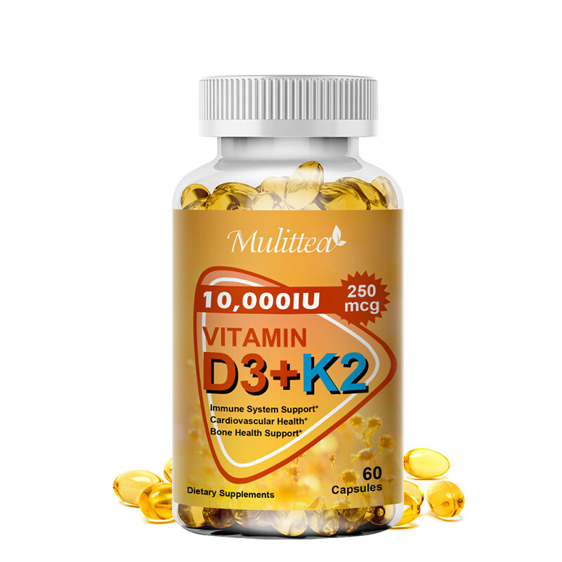 Vitamin D3 K2 Softgels Capsules Vitamin D3 10000 IU + K2 MK7,Bone Immune Support
