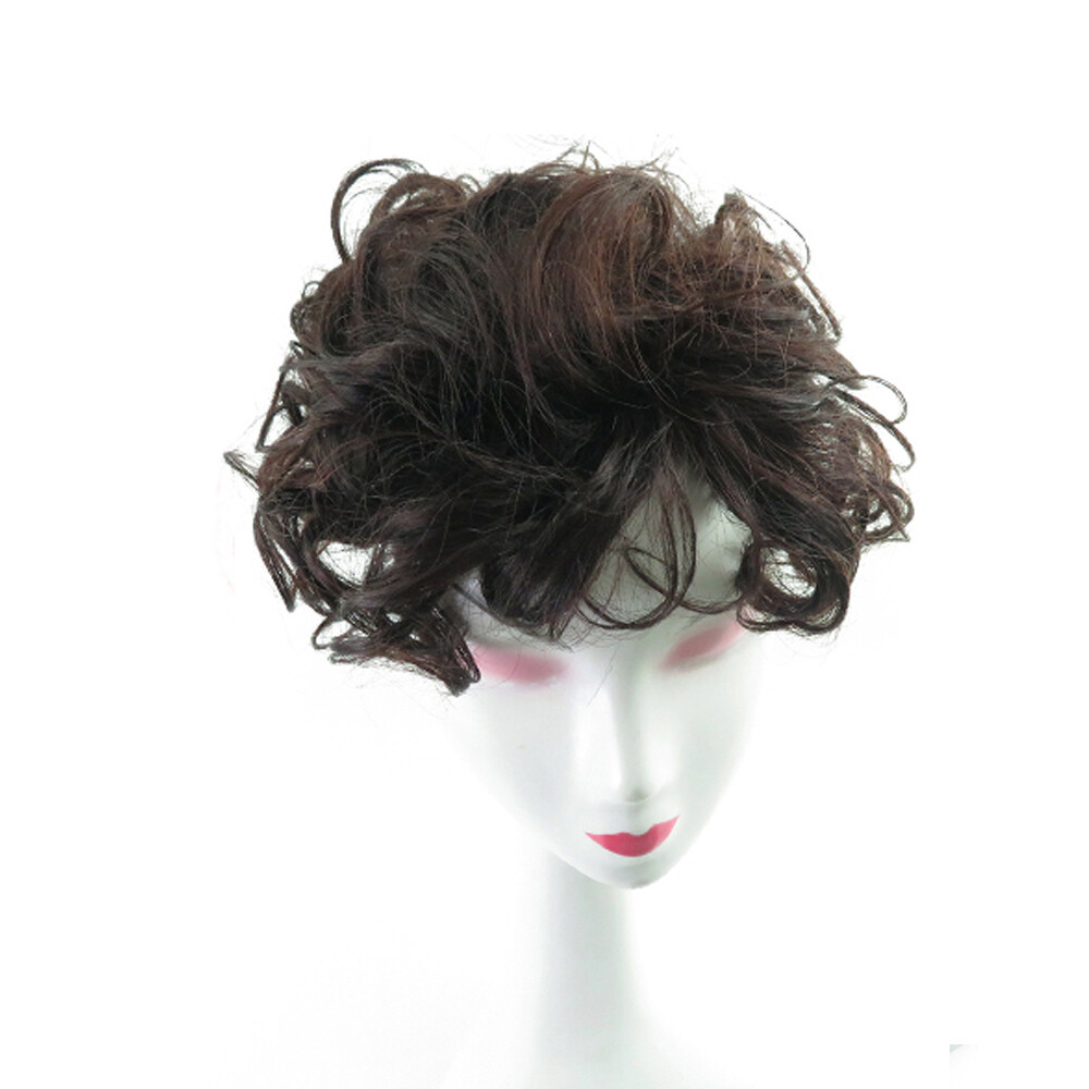 Short Wavy Curly Hair Crown Topper Human Hair Replacement for Women’s Thin Hair
