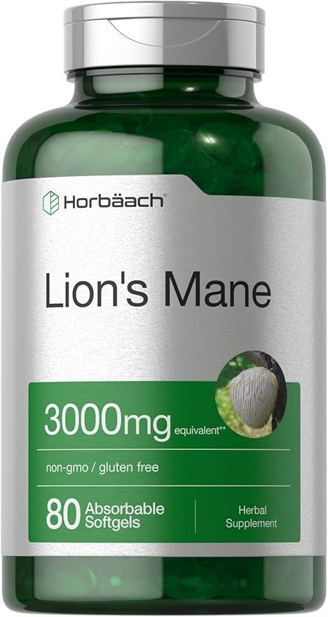 Lions Mane Mushroom 3000mg | 80 Softgels | Non-GMO & Gluten Free | by Horbaach