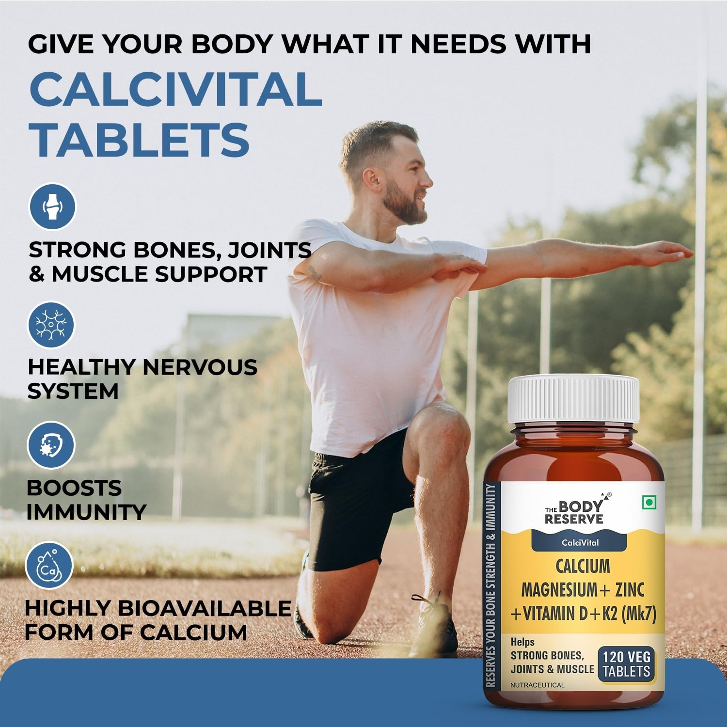 The B.ody Reserve Calcium Mg Zinc K2 MK7 B12 600 Tabs pack of 5