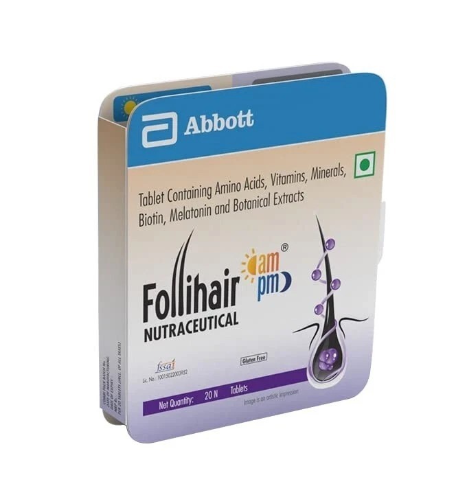 Abbott Follihair AMPM 20 Tablet reduce hair fall and stimulates growth new hair