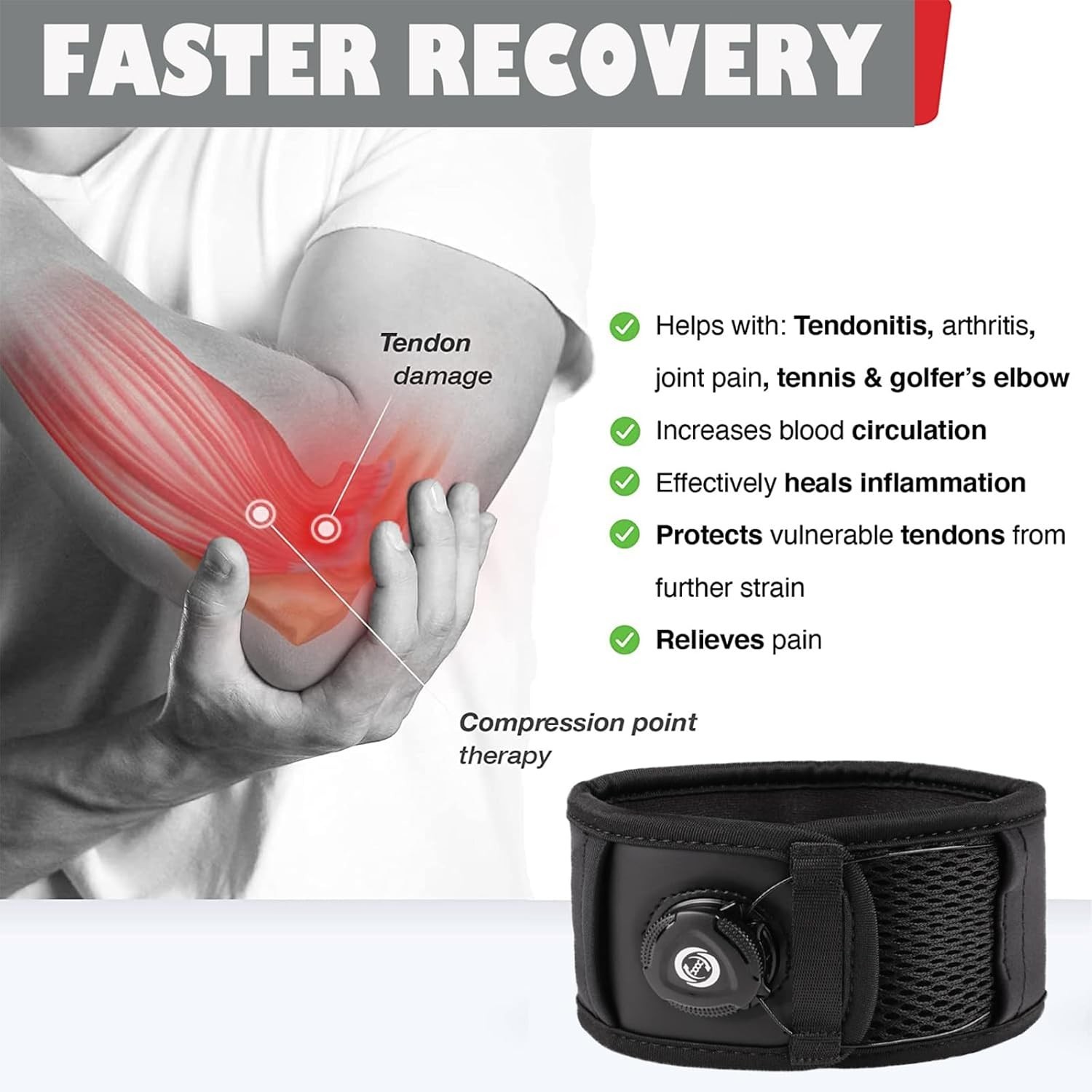 Elbow Sleeve Brace Wrap Adjustable Support Arm Arthritis Tendonitis Pain Relief