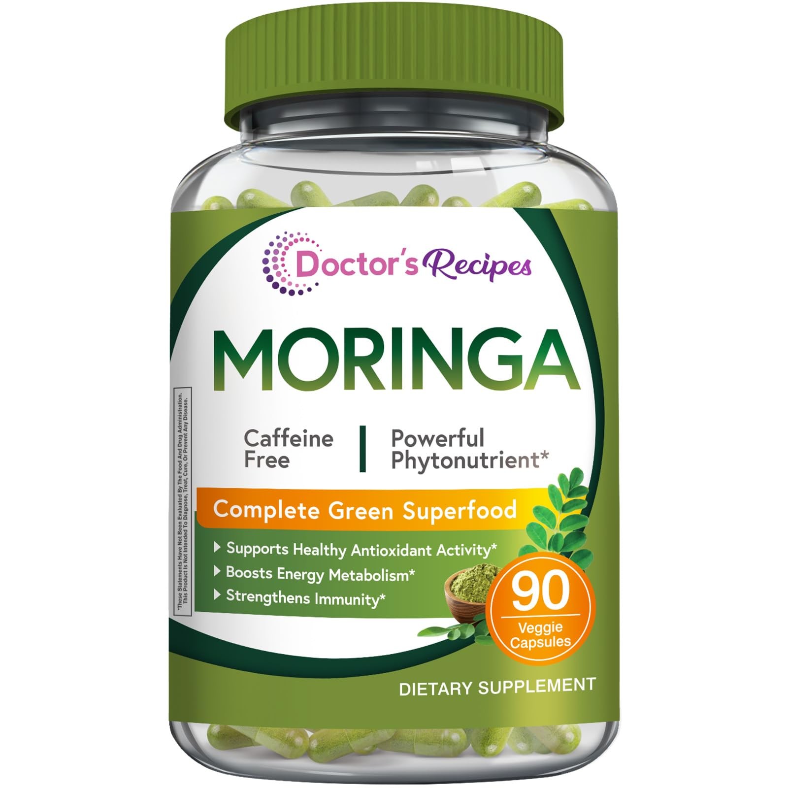 Doctor’s Recipes Moringa, Complete Green Superfood, 90 Count (Pack of 1)