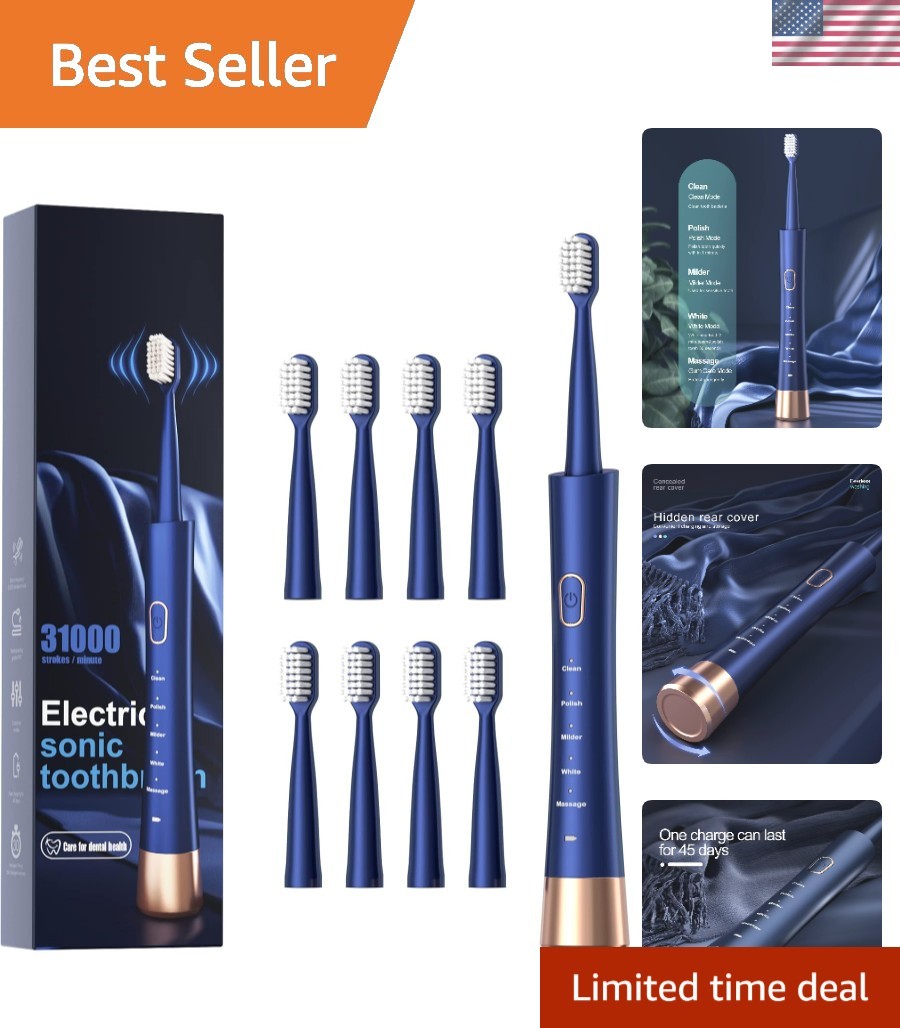 Ultimate Sonic Electric Toothbrush – 5 Modes, Waterproof, 8 Brush Heads Included
