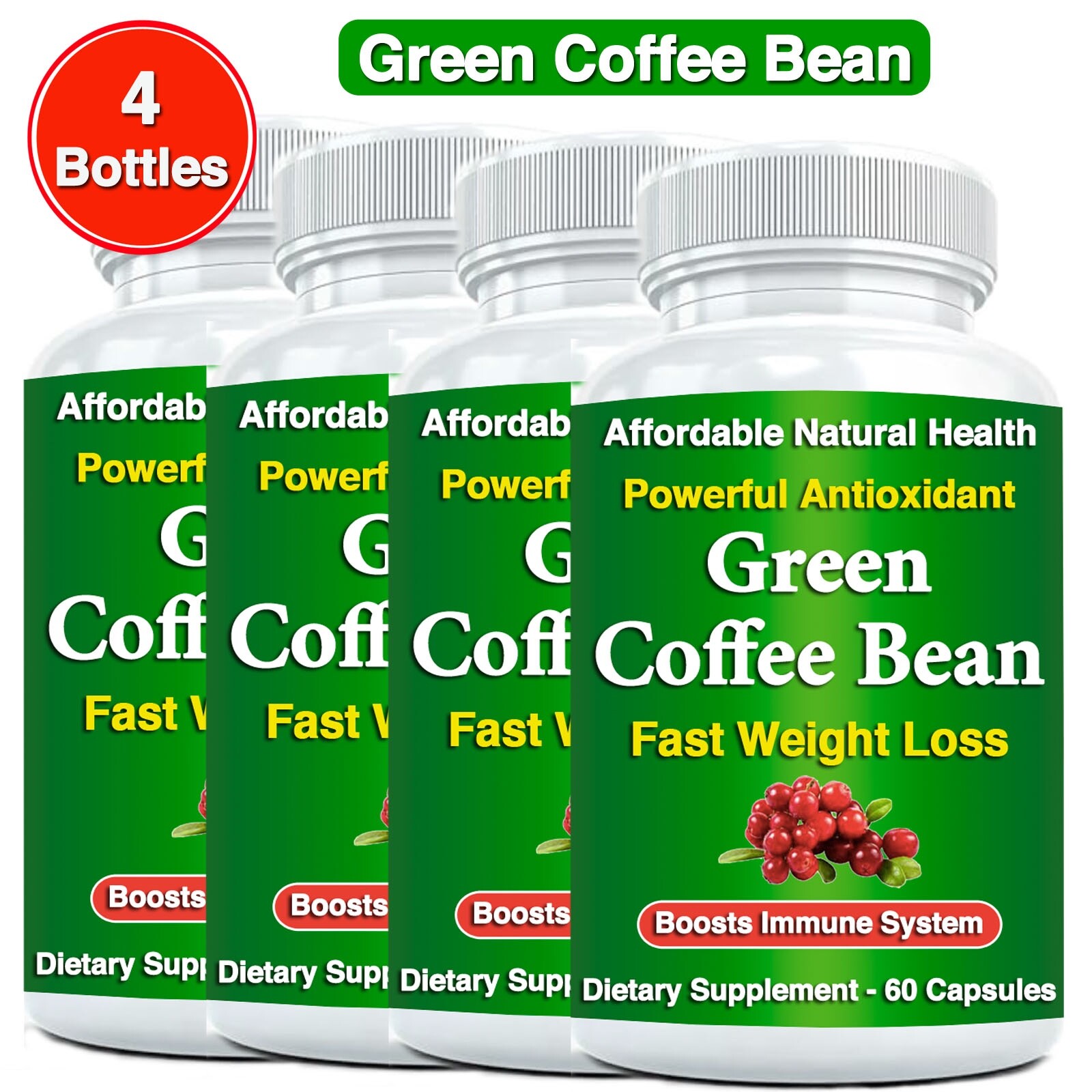 Pure Green Coffee Bean Extract – QUICK WEIGHT LOSS – 1000 mg 240 Diet Capsules