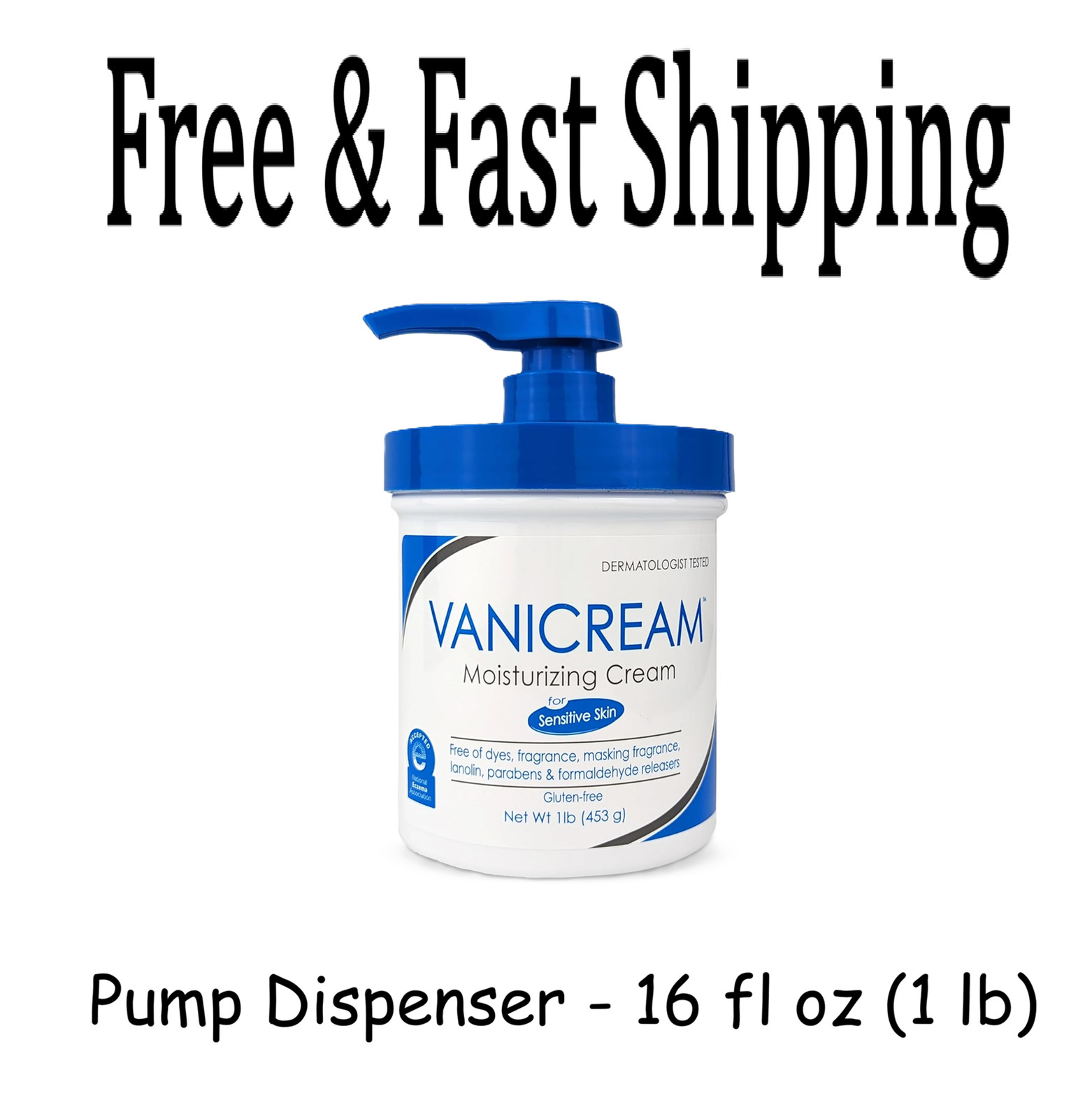 Moisturizing Skin Cream with Pump Dispenser – 16 Fl Oz