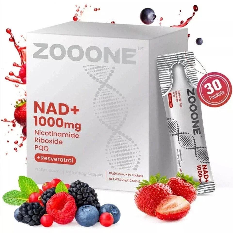 ZOOONE Mix Energy Berry Flavor, NAD+ NR1000 30 & Drink – Support, Skin Pack
