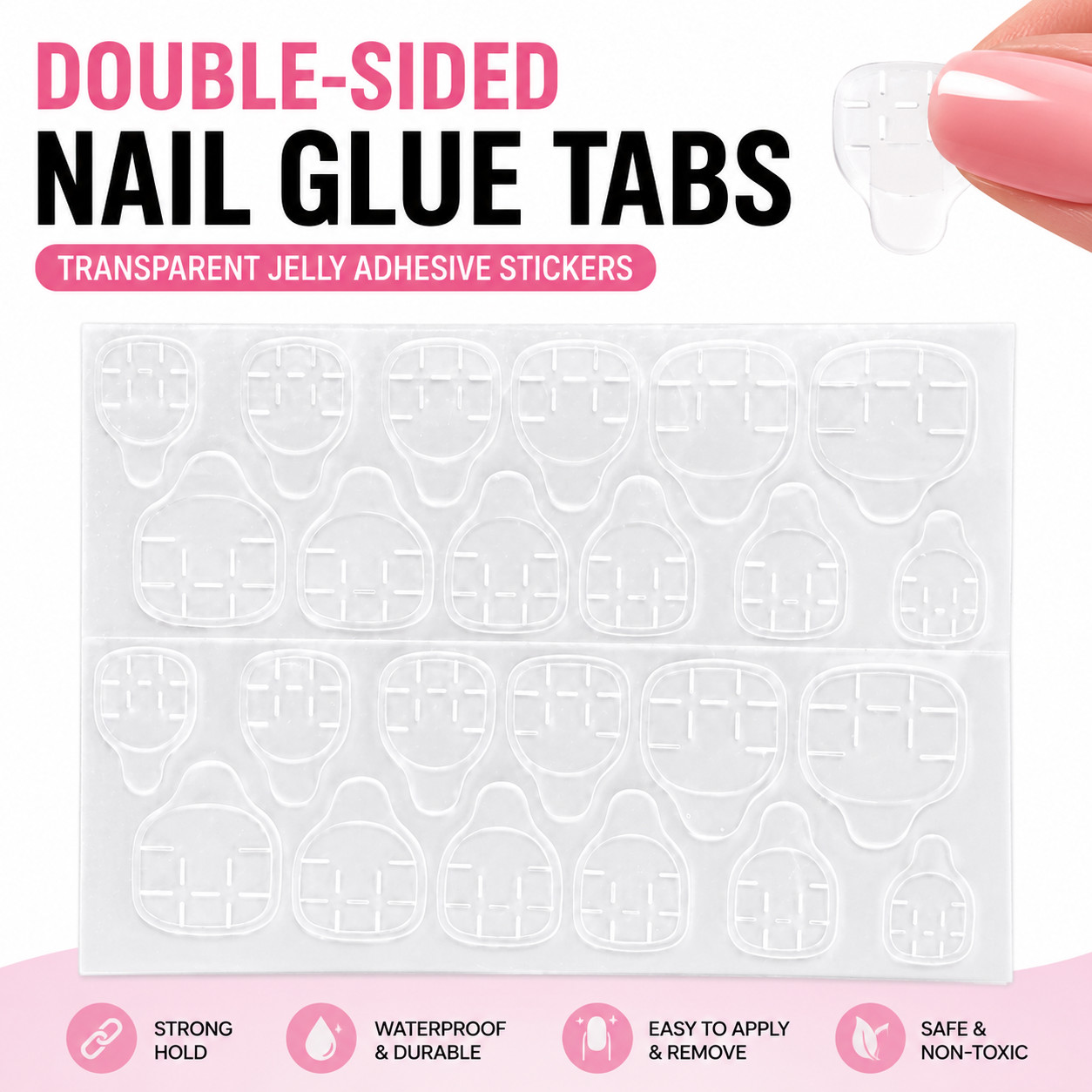 24 pcs Clear jelly glue tabs false nail removable Nail Stickers