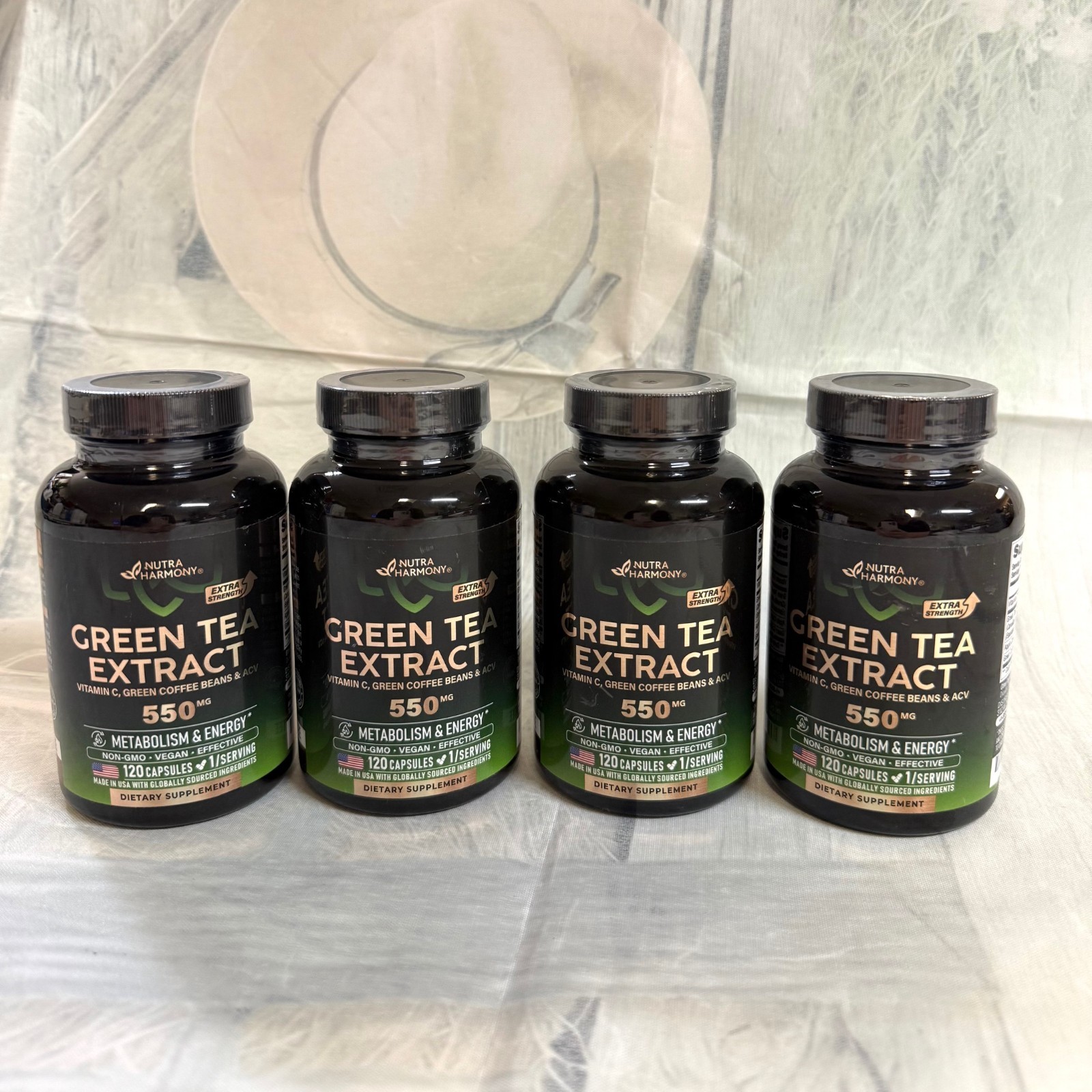 Green Tea Extract by Nutra Harmony 120 Caps, Exp 4/27 Metabolism & Energy (4 Pk)