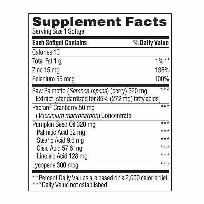 Trunature Prostate Plus Complex 250 Ct Saw Palmetto Zinc Lycopene EXP:8/27