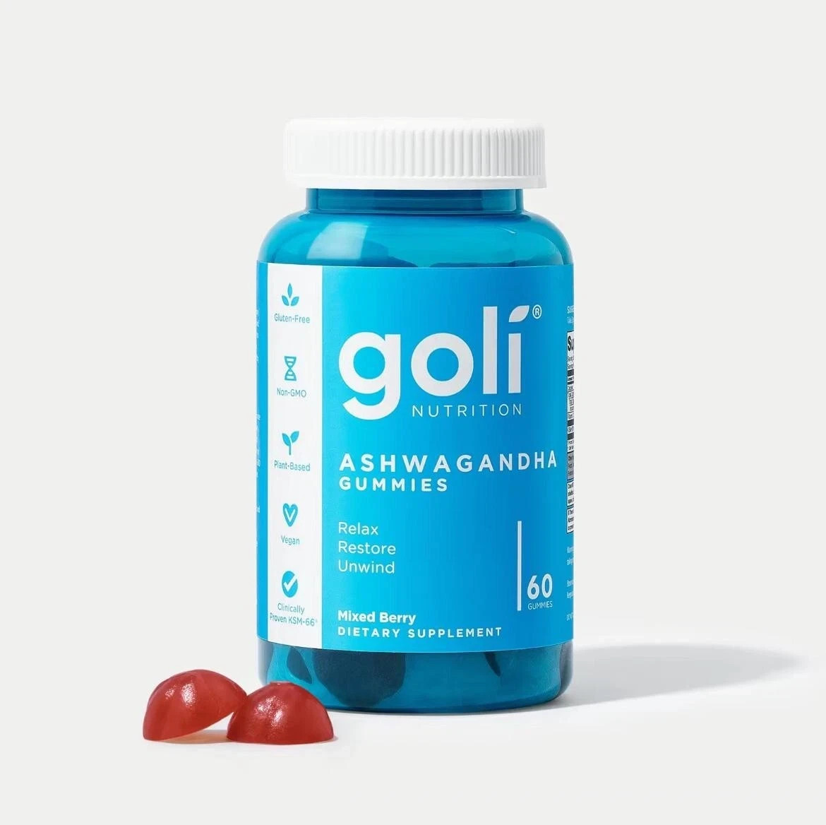 Goli Nutrition Ashwagandha Mixed Berry Gummies – 60 Count