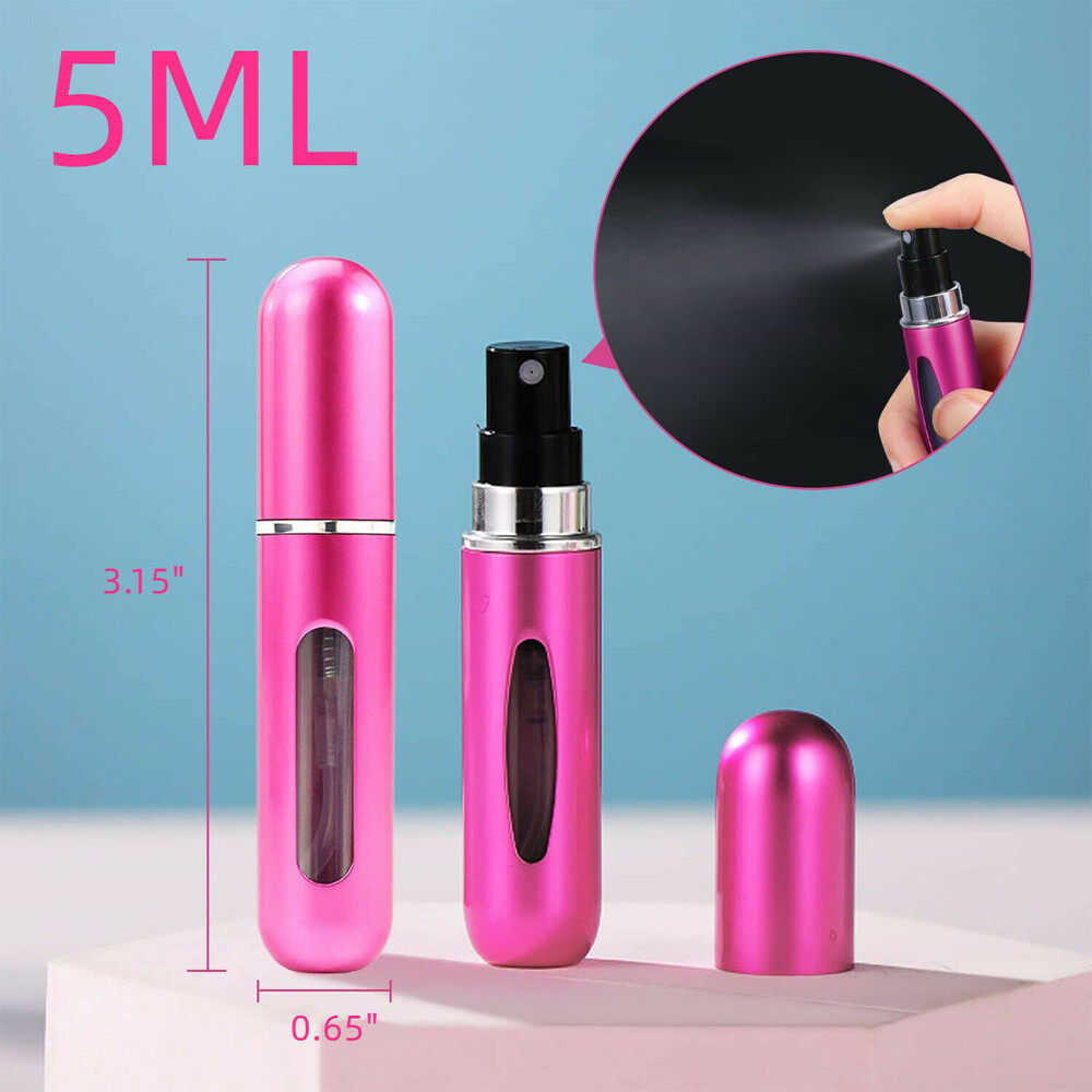 5 Pcs Refillable Travel Portable Perfume Atomizer Bottle Spray Pump Case 5/8 ML