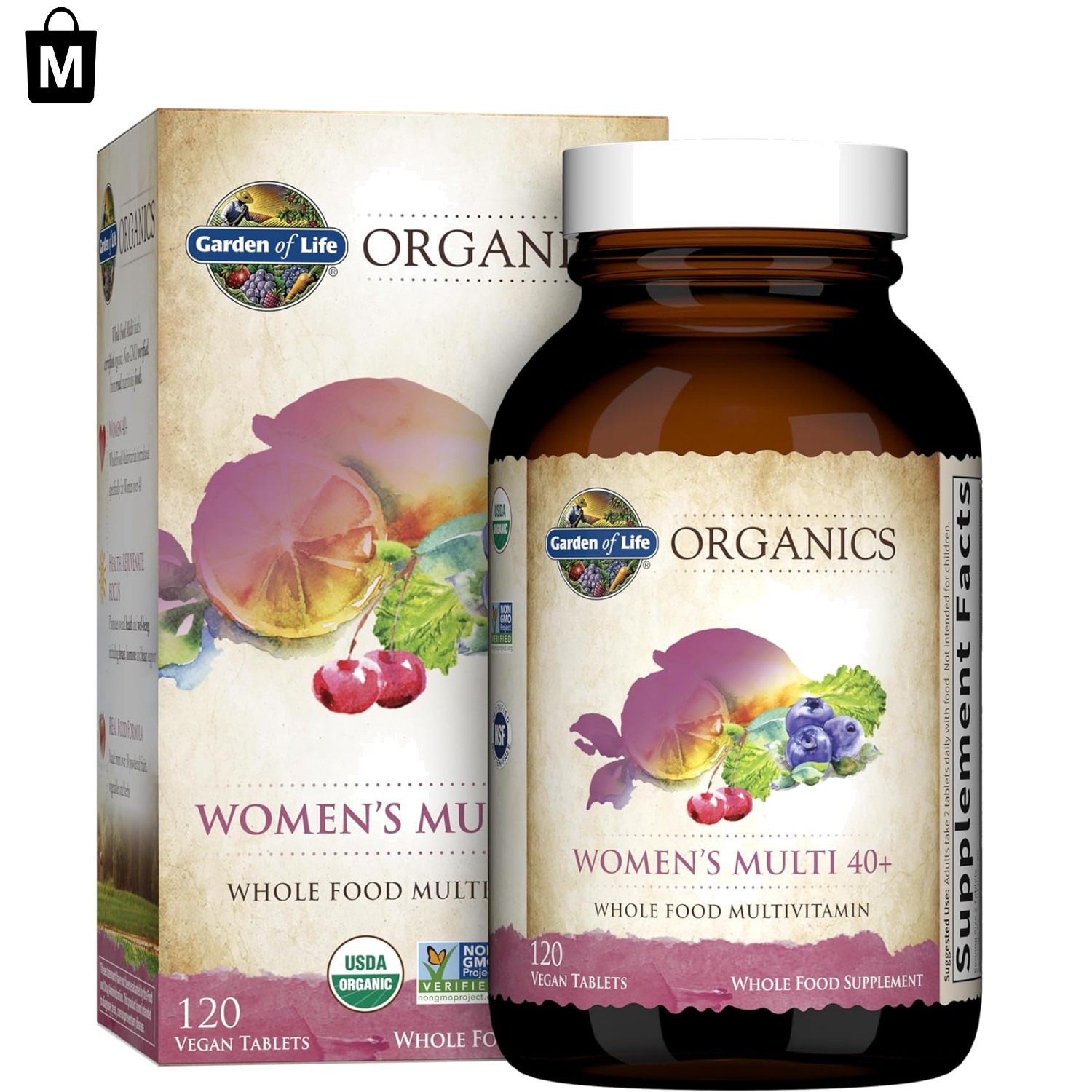 Organic Multivitamin for Women 40+ – 120 Caplets for Daily Vitality