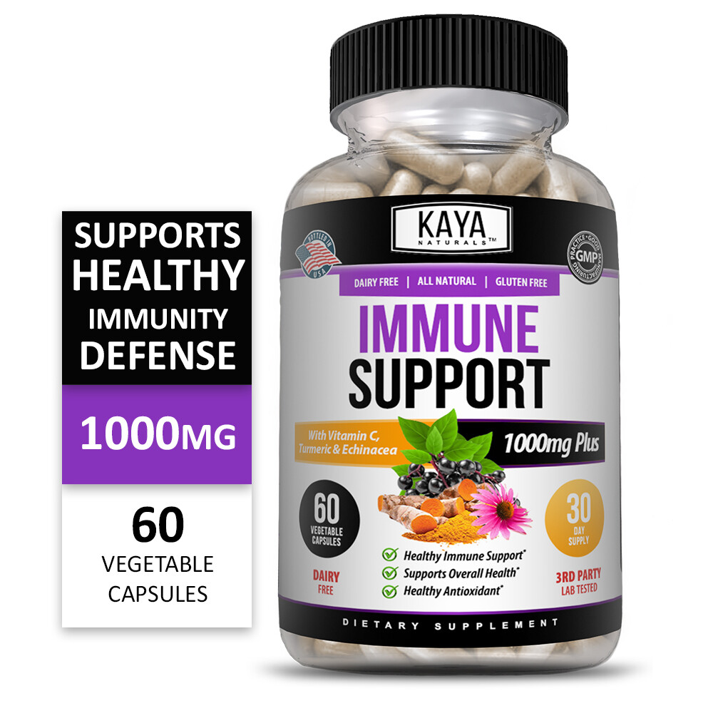 Immune System Booster, Elderberry, Zinc, Probiotics, Echinacea, Garlic, Turmeric