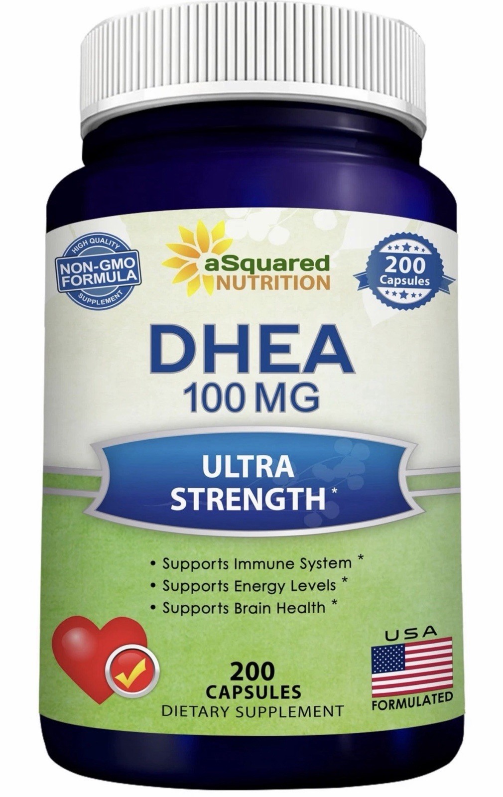 DHEA 100mg Supplement – 200 Capsules – High Potency 200 Count (Pack of 1)