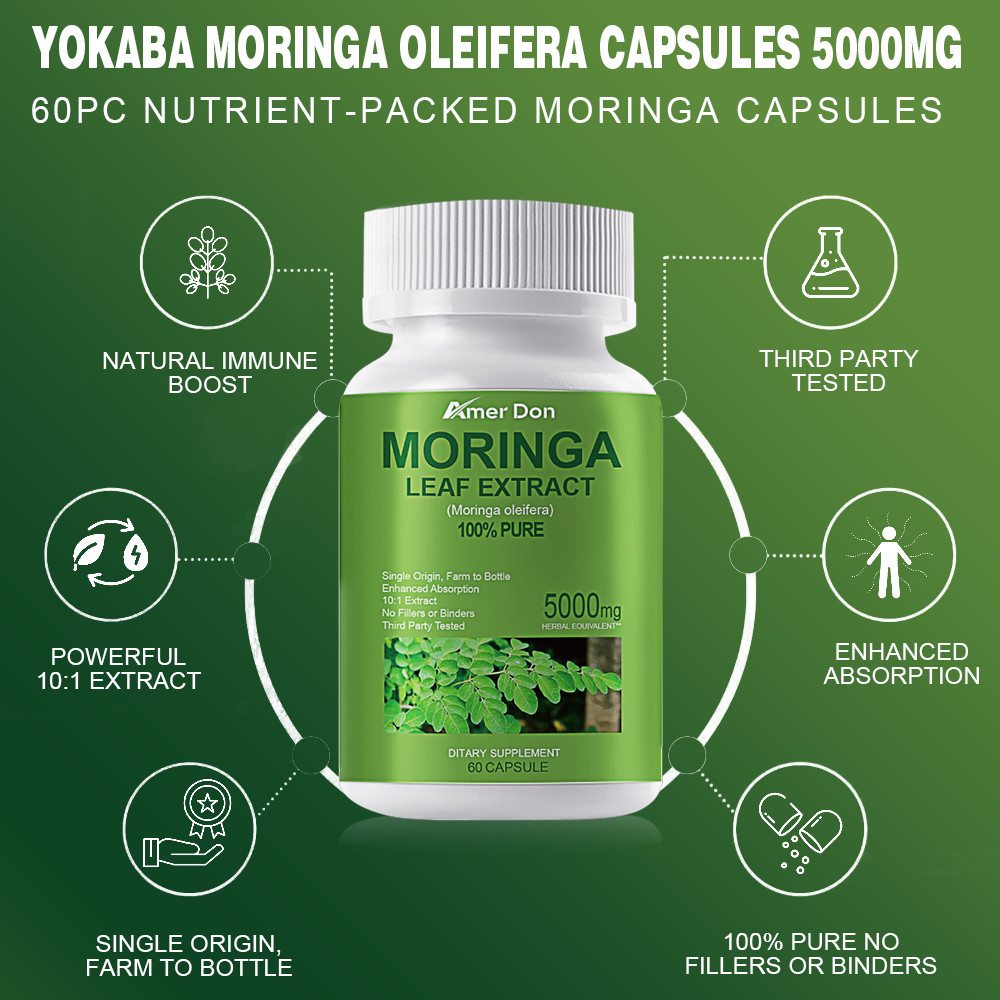 Moringa Oleifera Leaf Organic Extract 5,000mg Serving 100% Pure 60 Capsules