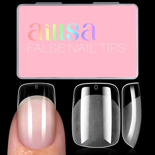Short Square Nail Tips, Fake Thickened Half Matte Nails 256PCS-Short Square