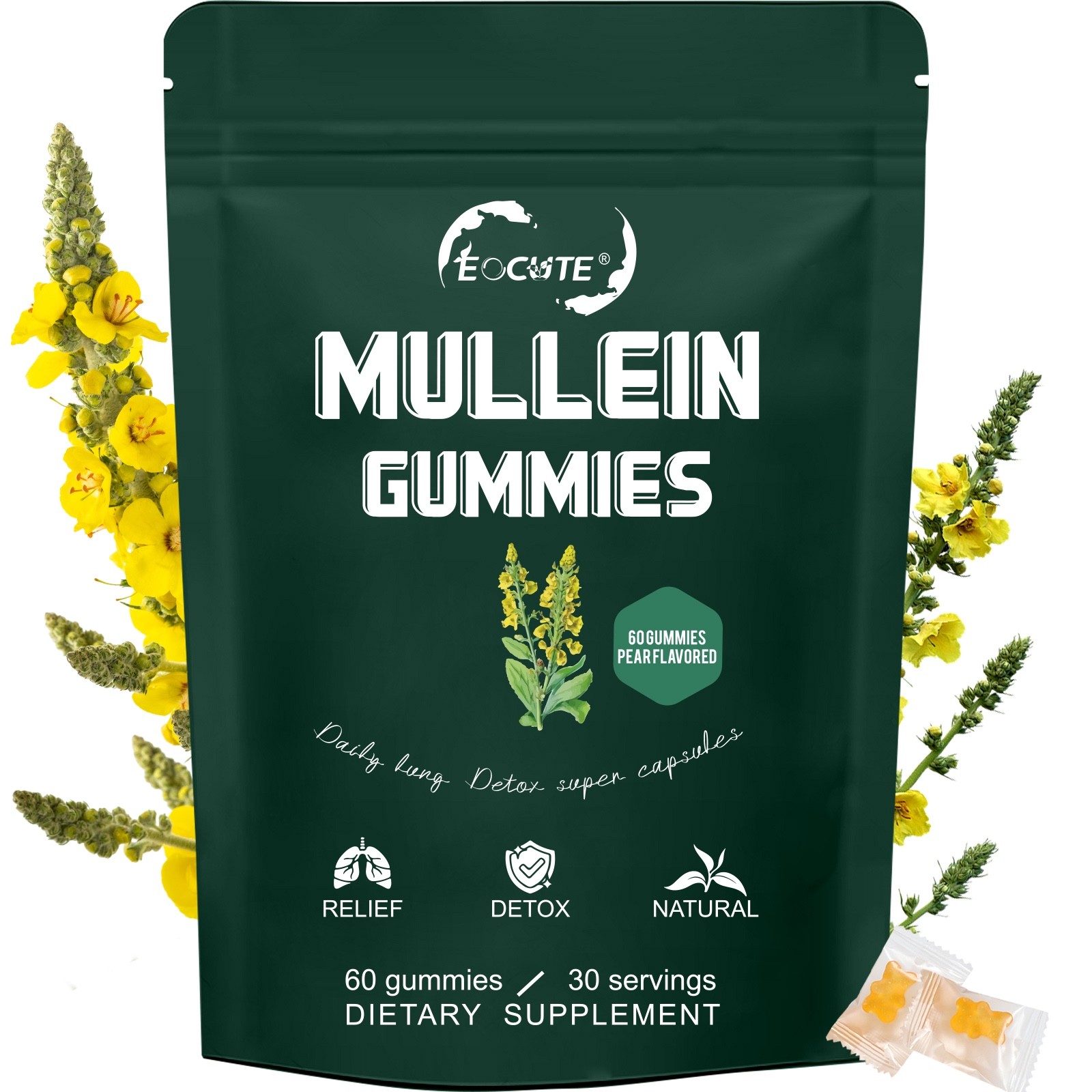 Mullein Leaf Extract Gummies for Lung Cleanse, Extra Strength 10000 MG NEW