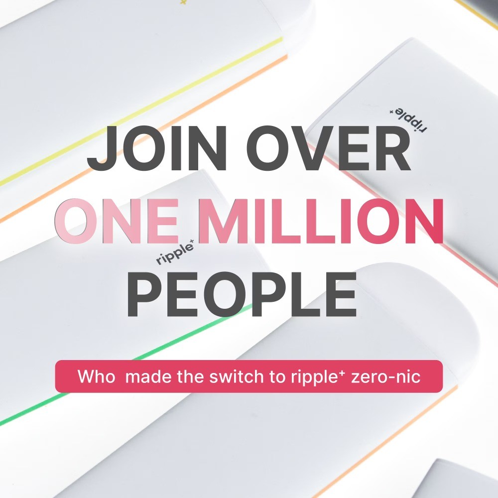 Ripple Strawberry Diffuser – 1,000 Puffs, 0% Nicotine, + Hibiscus & Açai