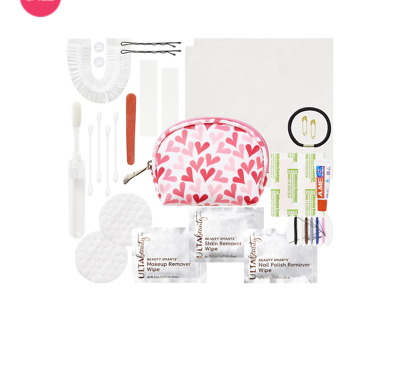 ULTA BEAUTY SMARTS EMERGENCY 22- PIECE KIT W/BAG HEARTS TRAVEL NIB