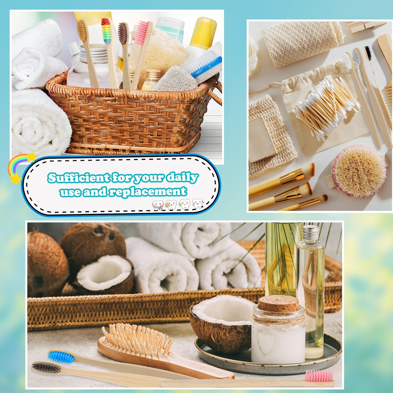 140 Pack Bamboo Toothbrushes Individually Wrapped 14 Colors Bulk Adults