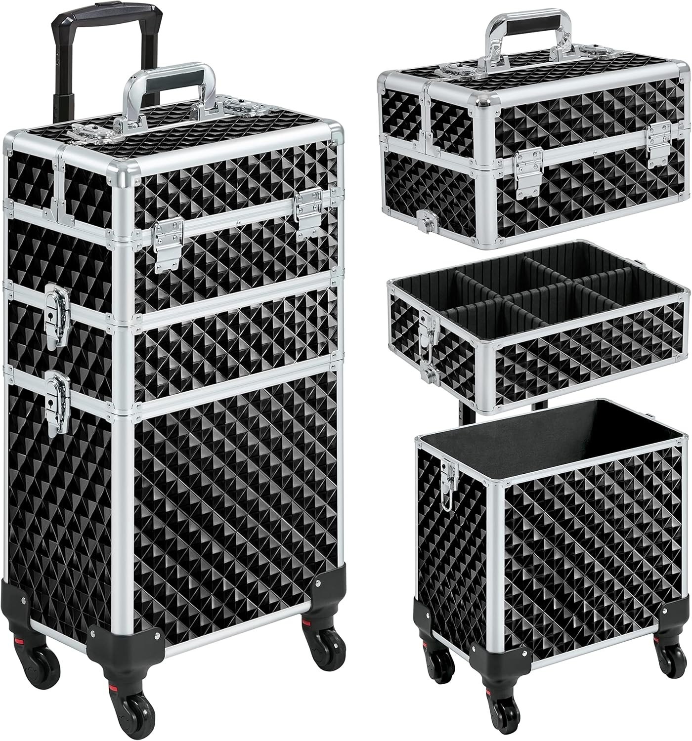 3 in 1 Professional Cosmetic Trolley Rolling Makeup Train Case For Nail Tech