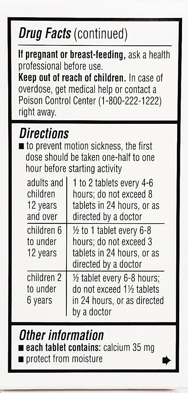 Major Driminate Motion Sickness (Compare to Dramamine) 100ct Each-(6 Pack) 9/26