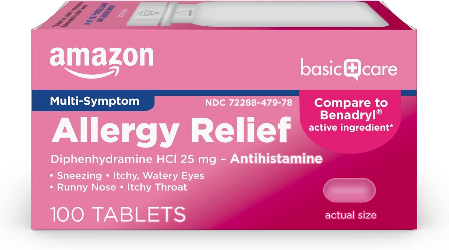 Allergy Relief Diphenhydramine HCl 25 mg, Antihistamine Tablets for Symptoms …