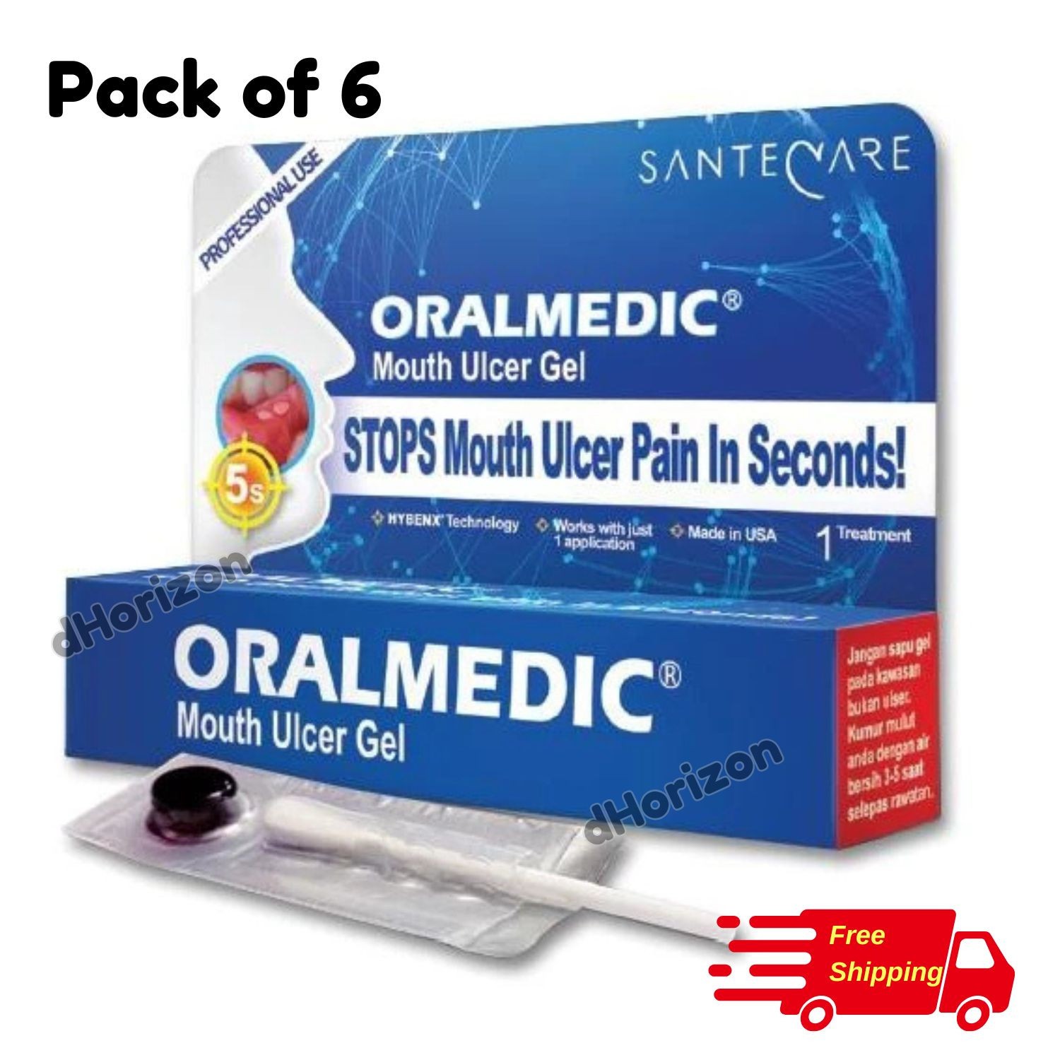 (Pack of 6 ) Oralmedic Mouth Ulcer Gel 1 Treatment Fast Pain Relief Made in USA