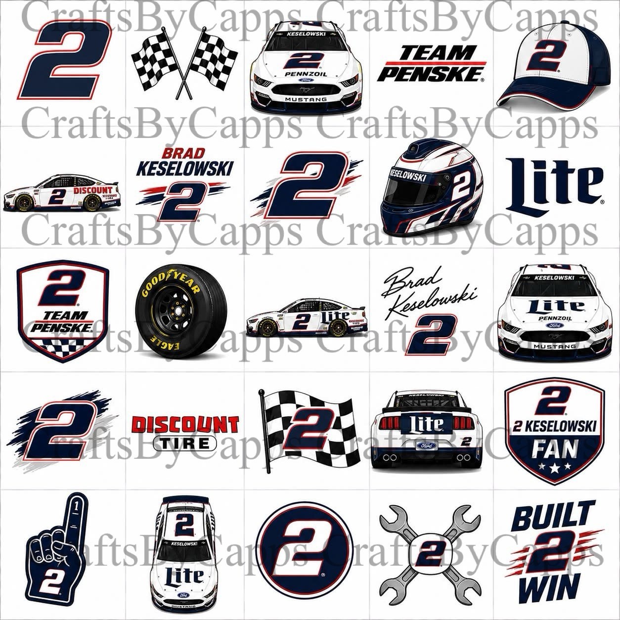 Nascar #2 Waterslide Decals For Nails, Hot Wheels, Etc Set Of 50 KC