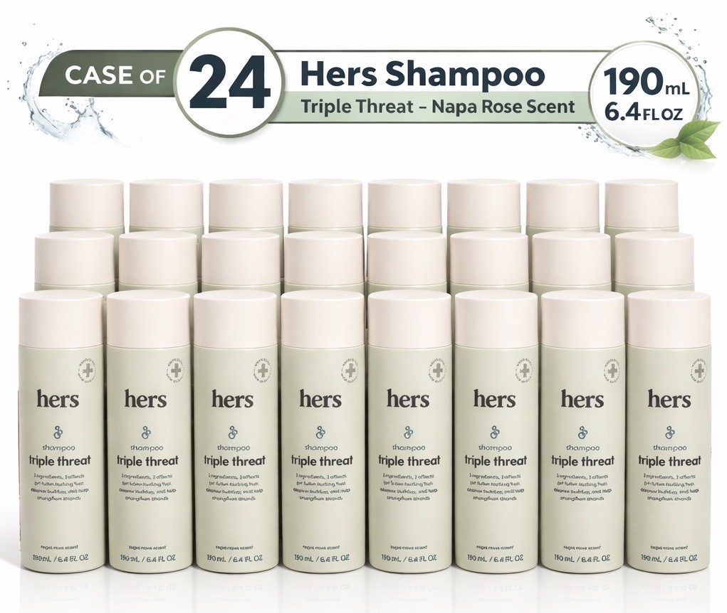 Case Of 24 – Hers Triple Threat Shampoo Napa Rose Scent 6.4 oz Bottles